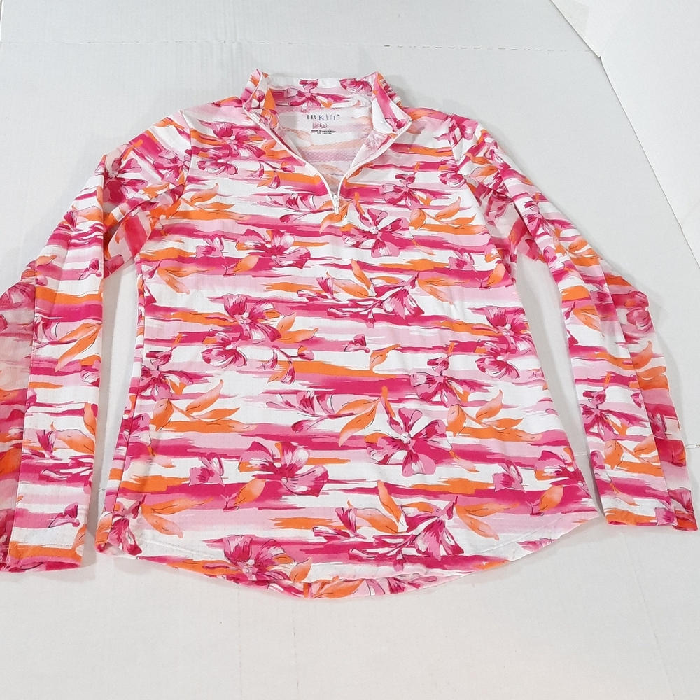 Ibkul Floral 1/4 Zip Long Sleeve Shirt
